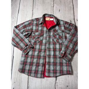 Vintage Sears Fieldmaster Quilted Flannel Shirt Jacket Mens Large Tall Plaid